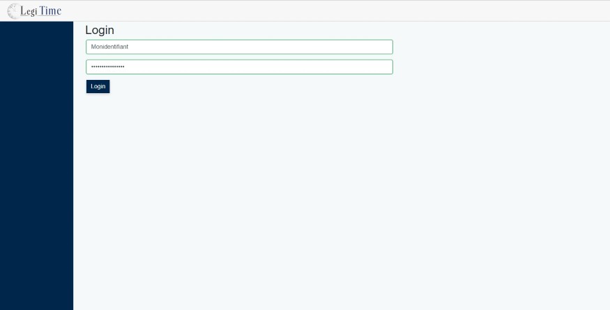 la page de connection de l'application LegiLc